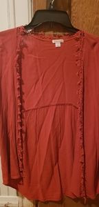 Orange/rust embroidered cover up